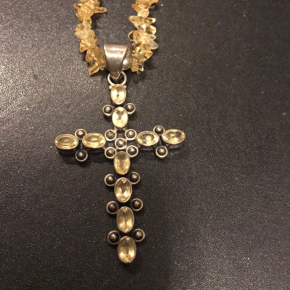Rare Vintage Silpada Citrine Cross Necklace